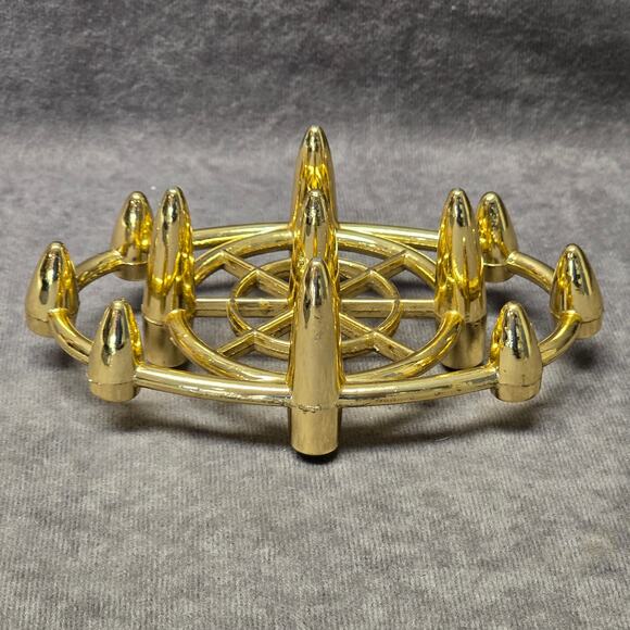 Mid Century Atomic Bullet Style Gold Metal Taper Candle / Pen Holder Faux Brass - Picture 7 of 12